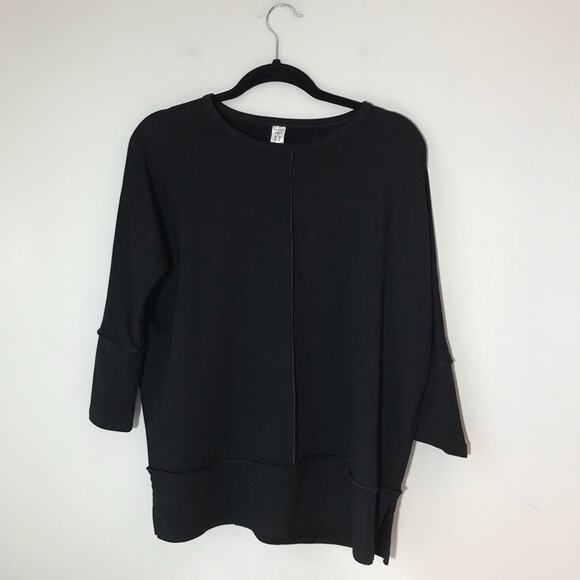 Spanx xs black perfect length crewneck pullover sweatshirt dolman sleeves cozy - Picture 2 of 7